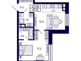 Продается 2-комнатная квартира ЖК Citatum (Цитатум), 47.6 м², 7250000 рублей
