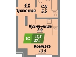 Продается Студия ЖК Калининский квартал, дом 1, 27.1 м², 4745210 рублей