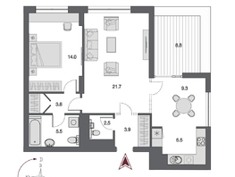 Продается 2-комнатная квартира ЖК Дом Нобель, 70  м², 18350000 рублей