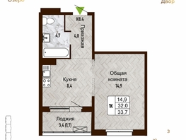 Продается 1-комнатная квартира ЖК Новый горизонт, дом 4, 33.7 м², 4800000 рублей