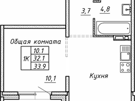 Продается 1-комнатная квартира ЖК Гренландия, Лес дом №5, 33.9 м², 5700000 рублей
