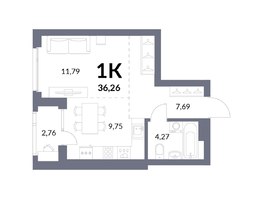 Продается 1-комнатная квартира ЖК Горская Лагуна, корпус 2, 36.26 м², 8103000 рублей