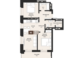 Продается 3-комнатная квартира ЖК Паскаль, секция 1, 67.1 м², 11138600 рублей
