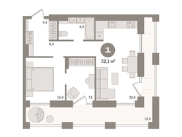 Продается 1-комнатная квартира ЖК Мылзавод, дом 7, 73.06 м², 13580000 рублей