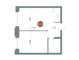 Продается 2-комнатная квартира ЖК 19/56 Кварталы Телецентра, сек 4, 40.43  м², 6890000 рублей