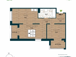 Продается 2-комнатная квартира ЖК Галактика, дом 5 Плутон, 65.7  м², 8700000 рублей