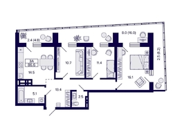 Продается 3-комнатная квартира ЖК Grando (Грандо), 86.6  м², 14500000 рублей