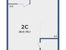 Продается 2-комнатная квартира ЖК Поколение, дом 2, 46.1 м², 5115600 рублей