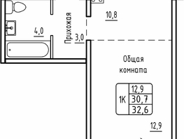 Продается 1-комнатная квартира ЖК Самоцветы, Бирюза дом 1, 32.6 м², 4000000 рублей