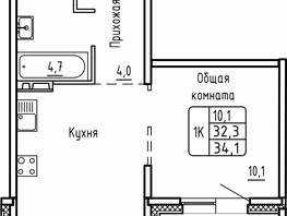 Продается 1-комнатная квартира ЖК Самоцветы, Бирюза дом 1, 34.1  м², 5150000 рублей