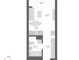 Продается Студия ЖК ОСКАР, дом 2, 27.4 м², 6150000 рублей