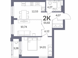 Продается 2-комнатная квартира ЖК Горская Лагуна, корпус 2, 54.93 м², 11103000 рублей