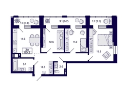 Продается 3-комнатная квартира ЖК Grando (Грандо), 80.2 м², 12800000 рублей