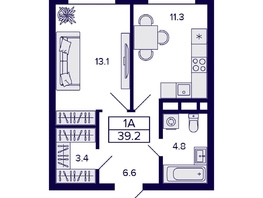 Продается 1-комнатная квартира ЖК Citatum (Цитатум), 39.2  м², 6650000 рублей