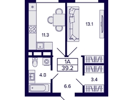 Продается 1-комнатная квартира ЖК Citatum (Цитатум), 39.2  м², 7300000 рублей