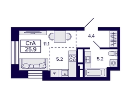Продается Студия ЖК Citatum (Цитатум), 25.9  м², 6350000 рублей
