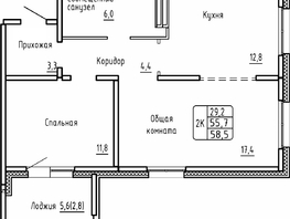 Продается 2-комнатная квартира ЖК Самоцветы, Бирюза дом 2, 58.5 м², 6850000 рублей