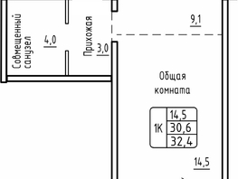 Продается 1-комнатная квартира ЖК Самоцветы, Бирюза дом 2, 32.4  м², 4987000 рублей