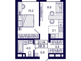 Продается 2-комнатная квартира ЖК Цитатум, 39.2  м&sup2;, 7100000 рублей