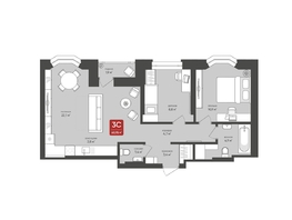 Продается 3-комнатная квартира ЖК Промышленная 7, 60.95 м², 10299774 рублей