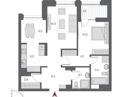 Продается 2-комнатная квартира ЖК Дом Нобель, 64.8 м², 15050000 рублей