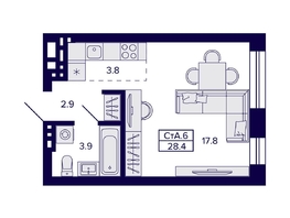 Продается Студия ЖК Сподвижники, 28.4  м², 5250000 рублей