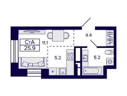Продается Студия ЖК Citatum (Цитатум), 25.9  м², 6450000 рублей