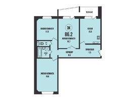 Продается 3-комнатная квартира ЖК Династия, дом 904, 86.2 м², 8960000 рублей