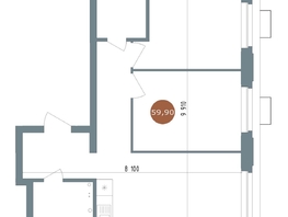 Продается 3-комнатная квартира ЖК 19/56 Кварталы Телецентра, сек 3, 59.9  м², 9790000 рублей