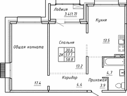 Продается 2-комнатная квартира ЖК Гренландия, Лес дом №5, 58.8  м², 927219 рублей