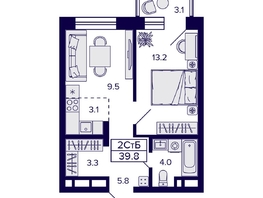 Продается 2-комнатная квартира ЖК Citatum (Цитатум), 39.8 м², 6800000 рублей
