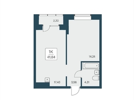 Продается 1-комнатная квартира ЖК Расцветай на Дуси Ковальчук, 41.84  м², 7750000 рублей