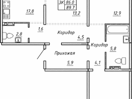Продается 3-комнатная квартира ЖК Гренландия, Лес дом №5, 89.7 м², 9500000 рублей