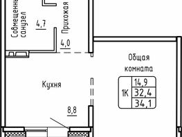 Продается 1-комнатная квартира ЖК Самоцветы, Бирюза дом 2, 34.1 м², 5250000 рублей