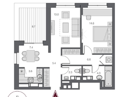 Продается 2-комнатная квартира ЖК Дом Нобель, 59.81 м², 14750000 рублей