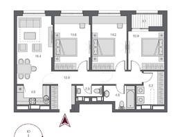 Продается 4-комнатная квартира ЖК Дом Нобель, 91.45 м², 21000000 рублей