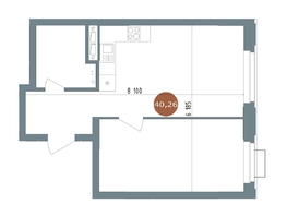 Продается 2-комнатная квартира ЖК 19/56 Кварталы Телецентра, сек 3, 40.26  м², 7410000 рублей