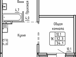 Продается 1-комнатная квартира ЖК Самоцветы, Бирюза дом 1, 34.1 м², 4150000 рублей