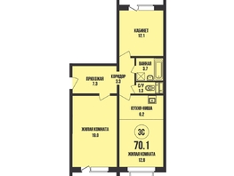 Продается 2-комнатная квартира ЖК Династия, дом 908, 70.1  м², 7200000 рублей
