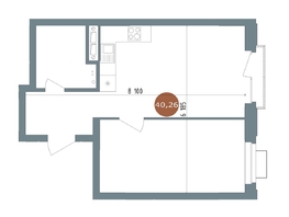 Продается 2-комнатная квартира ЖК 19/56 Кварталы Телецентра, сек 3, 40.26  м², 7310000 рублей