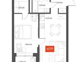 Продается 1-комнатная квартира ЖК ЩА, 49.27  м², 9550000 рублей