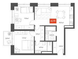 Продается 2-комнатная квартира ЖК ЩА, 61.72  м², 11450000 рублей