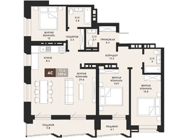 Продается 4-комнатная квартира ЖК Паскаль, секция 1, 112.4 м², 19670000 рублей