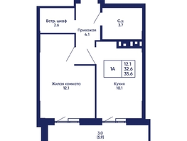 Продается 1-комнатная квартира ЖК Gorizont (Горизонт), дом 2, 35.6  м², 5400000 рублей