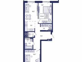 Продается 3-комнатная квартира ЖК Горизонт, дом 2, 67.3  м&sup2;, 8600000 рублей