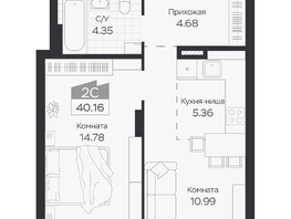 Продается 2-комнатная квартира ЖК Базилик, дом 3, 40.16  м&sup2;, 6054000 рублей