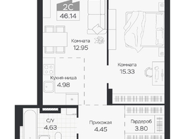 Продается 2-комнатная квартира ЖК Базилик, дом 3, 46.14  м&sup2;, 6968000 рублей