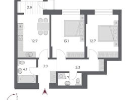 Продается 2-комнатная квартира ЖК ОСКАР, дом 2, 57.4  м², 10950000 рублей