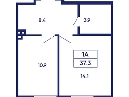 Продается 1-комнатная квартира ЖК Gorizont (Горизонт), дом 2, 37.3  м², 5400000 рублей