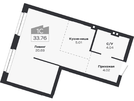 Продается 1-комнатная квартира ЖК Базилик, дом 2, 33.76  м², 5352000 рублей